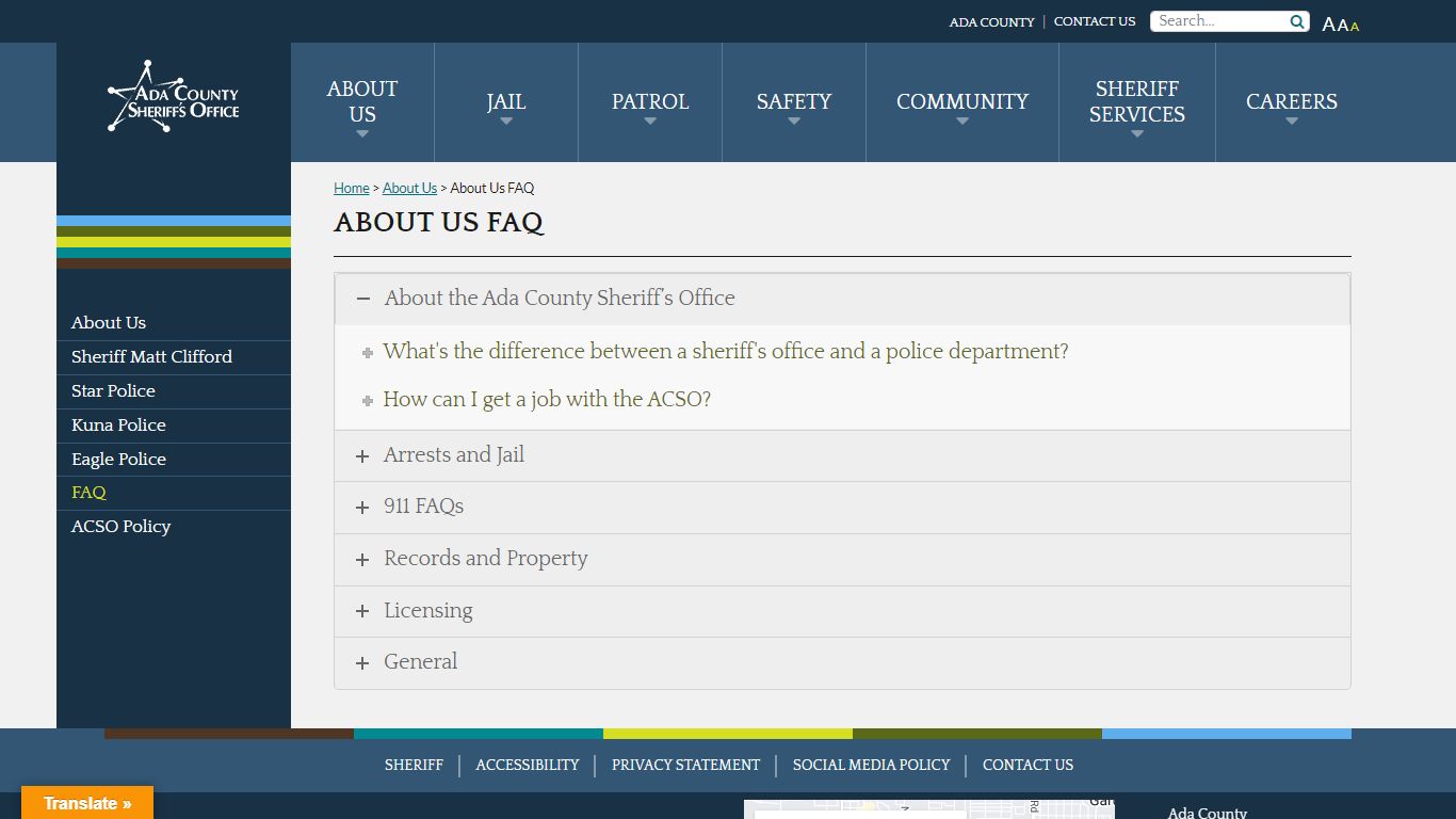 About Us FAQ - Ada County Sheriff Ada County Sheriff